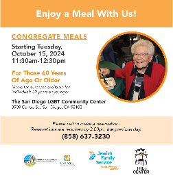 Congregate Meals – For Those 60 Years or Older