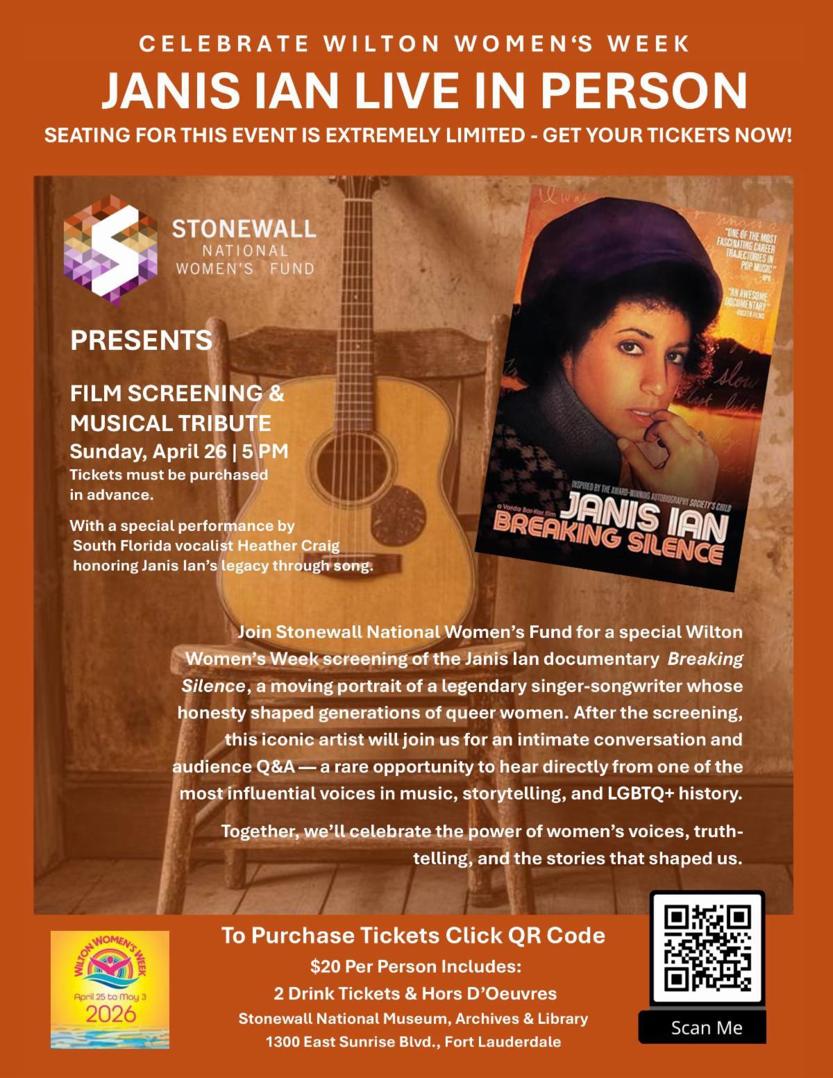 Stonewall National Women’s Fund Presents Janis Ian Film & Musical Tribute